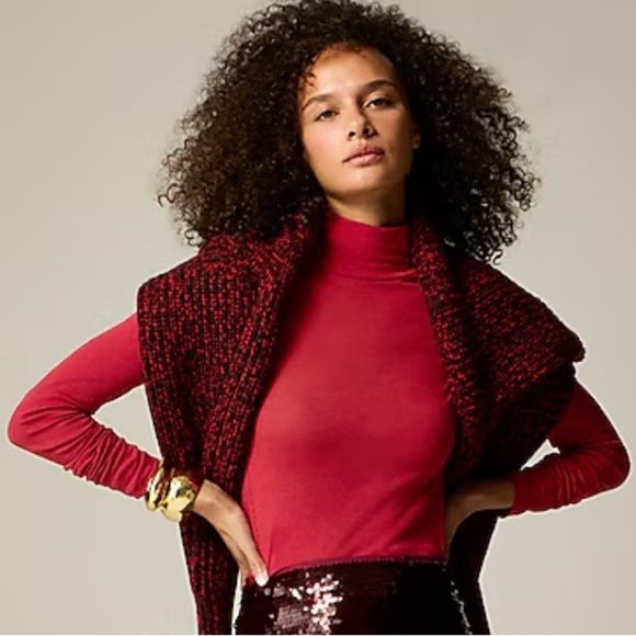 NEW J. CREW Tissue crepe turtleneck in Berry Sangria Red Size Small - Picture 6 of 7